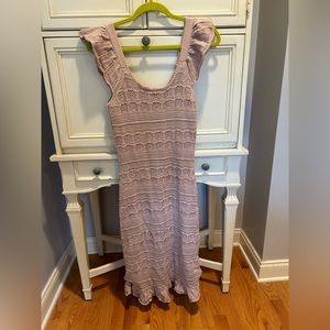 Freshman Flutter Sleeve Midi Crochet Dress